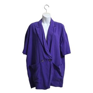 Byblos Vintage Italian Silk Oversized Double Breasted Blazer Jacket Sz 6